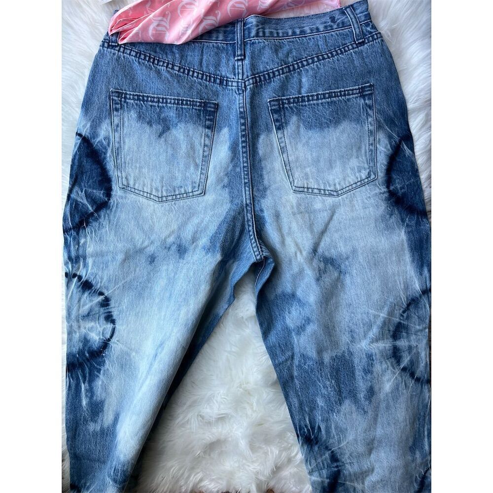 🆕 Juicy Couture Women's Relaxed Fit Tie Dye Denim 100% Cotton Jeans Size 31 Blue - Picture 5 of 13